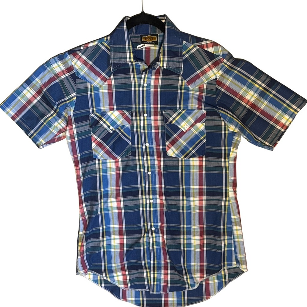 Vtg Holt Western Plaid Short Sleeve Shirt